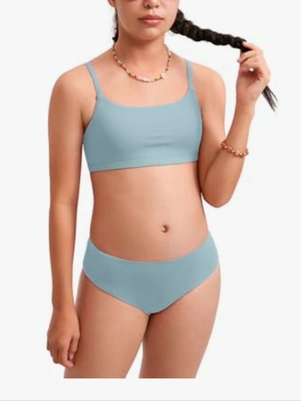 NEW CRZ YOGA Girls Bikini Set - Light Grayish Blue - Size M - With Tags